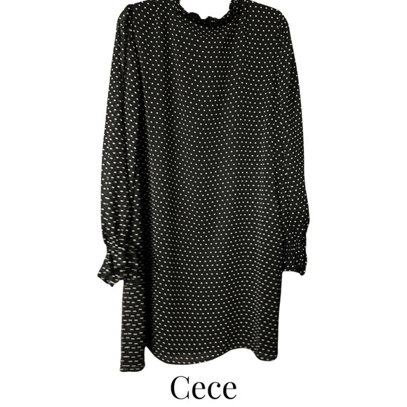 NWOT Cece Women's Black shift dress with white polka dots - XL -‎ cute w belt - Picture 4 of 10